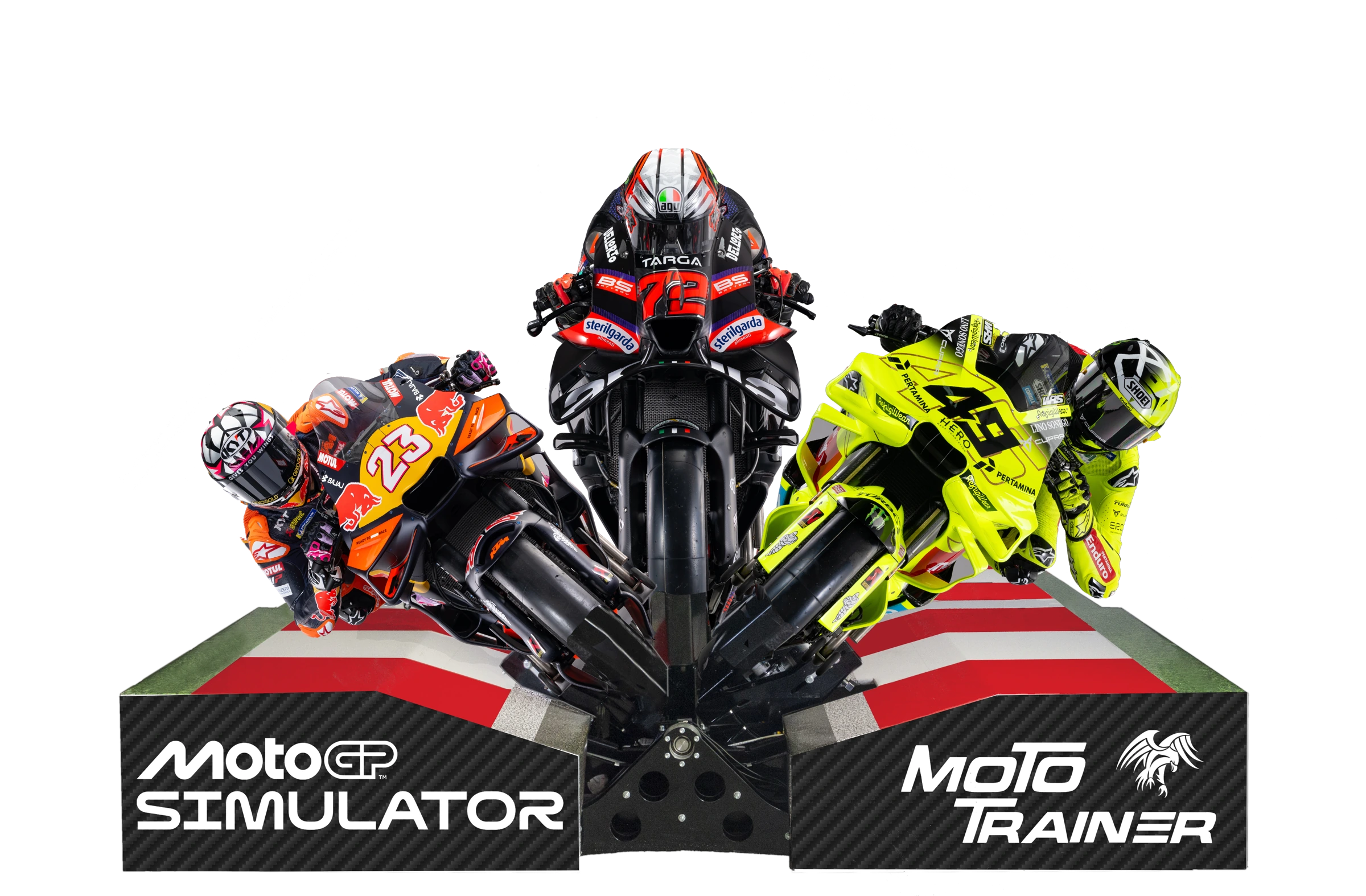 Moto Trainer MotoGP simulátor se závodním motocyklem ve třech polohách náklonu